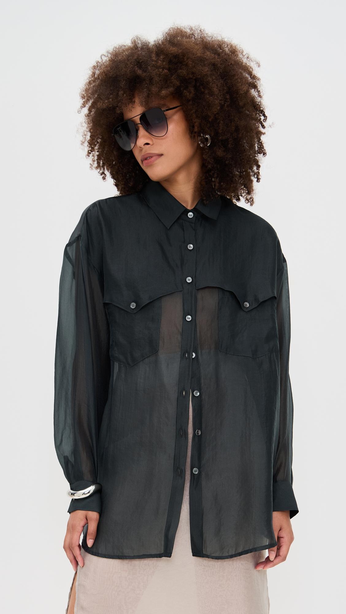 sheer western button up blouse