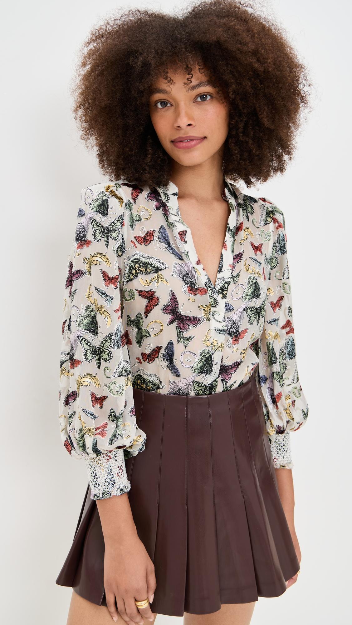 sheila blouson sleeve smocked cuff henley top