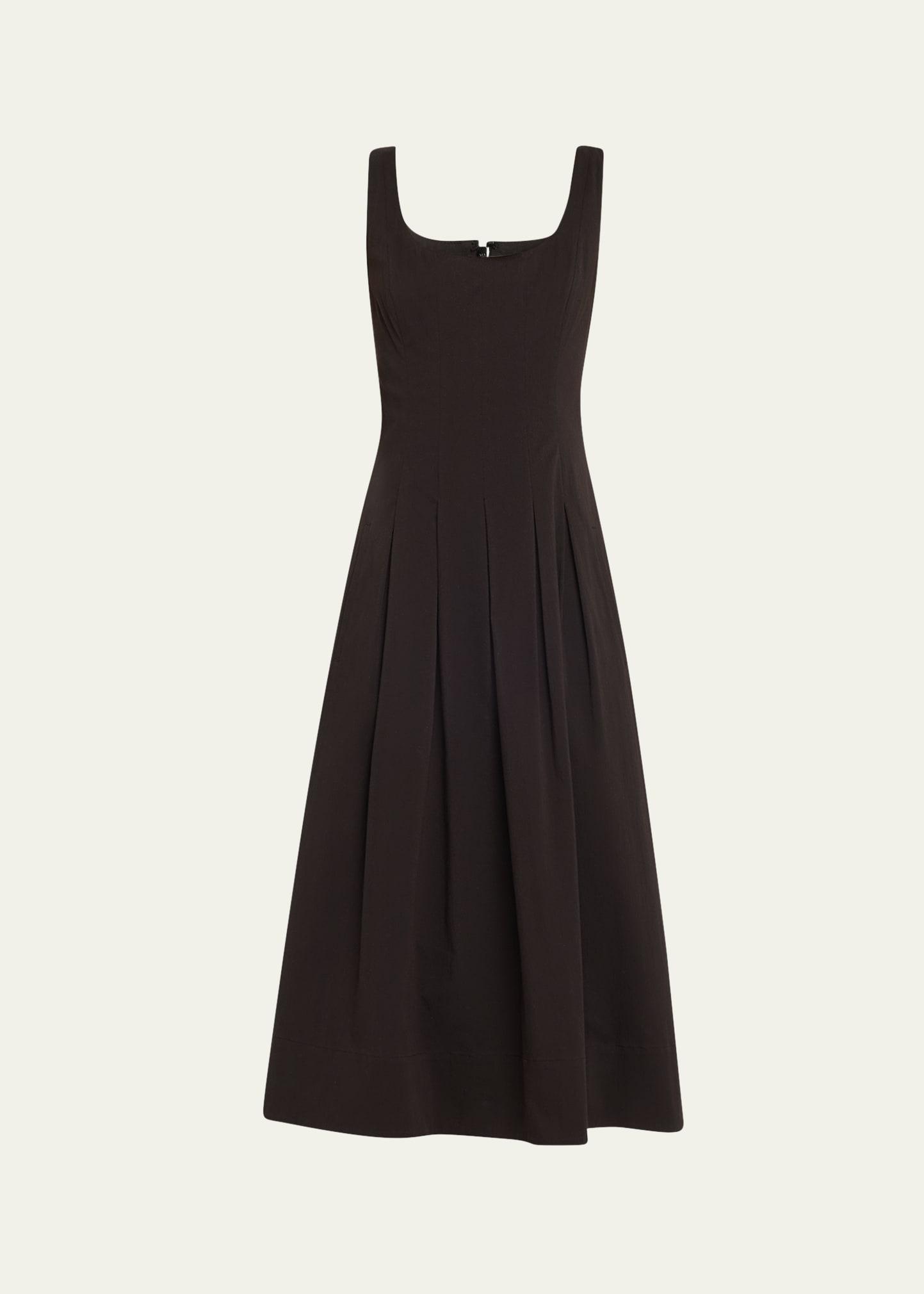 shelby pleated a-line midi dress