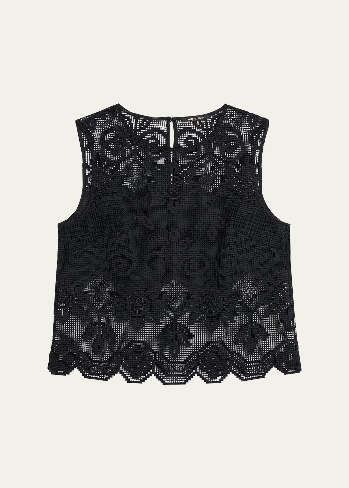 shelly scalloped pixel floral lace blouse