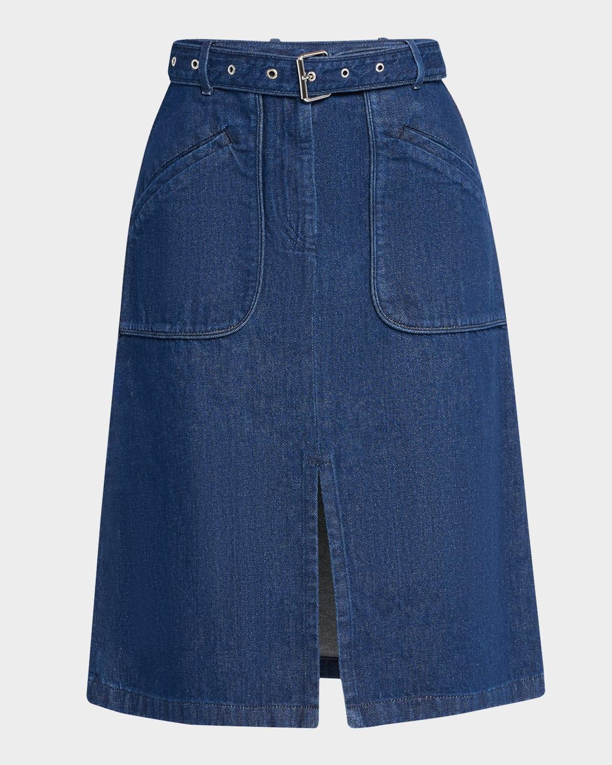 sheraz belted denim skirt