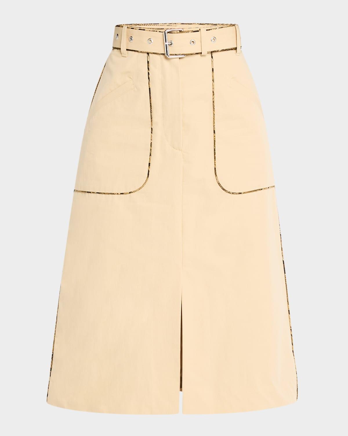 sheraz belted knee skirt