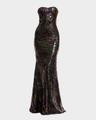 sheridan floral-print sequin sweetheart gown