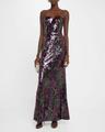 sheridan floral-print sequin sweetheart gown