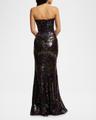 sheridan floral-print sequin sweetheart gown