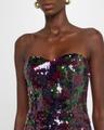 sheridan floral-print sequin sweetheart gown