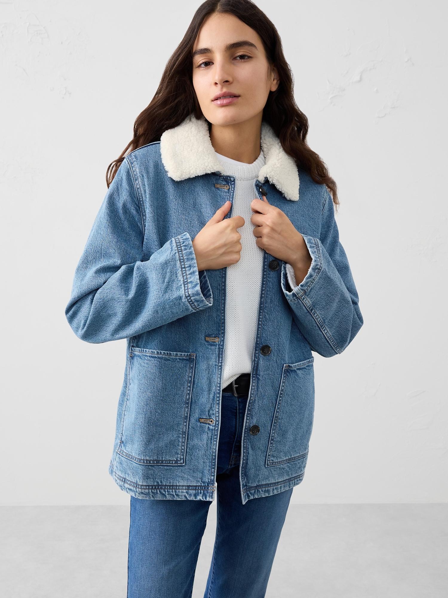 sherpa collar denim jacket