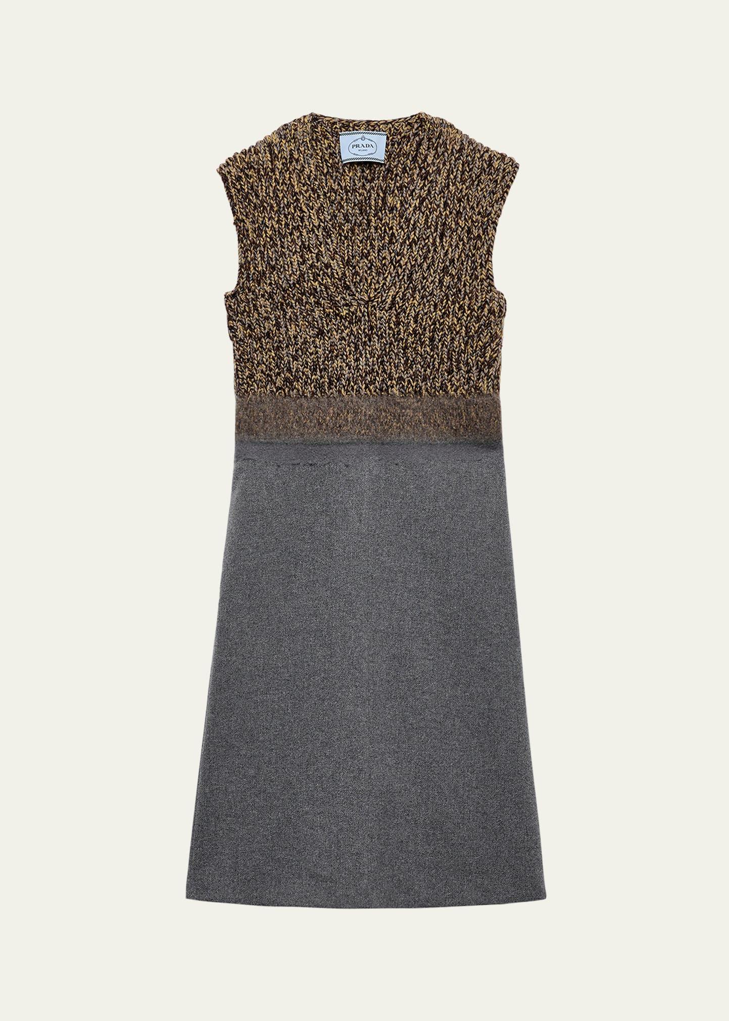 shetland mouline cashmere v-neck dress