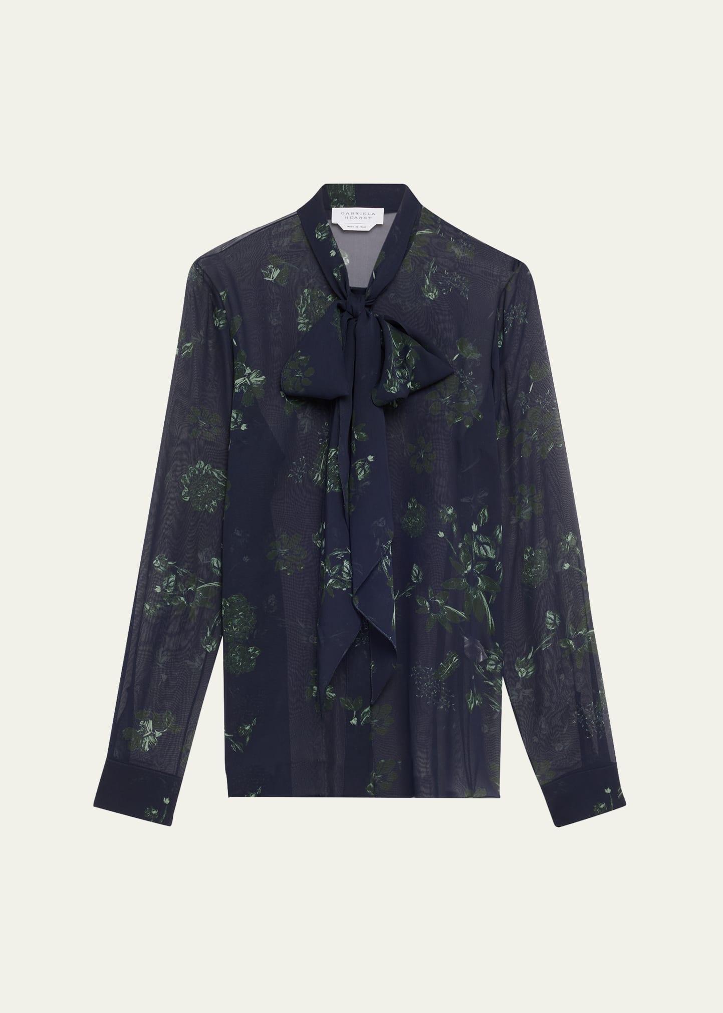 shildon sheer floral scarf-tie top