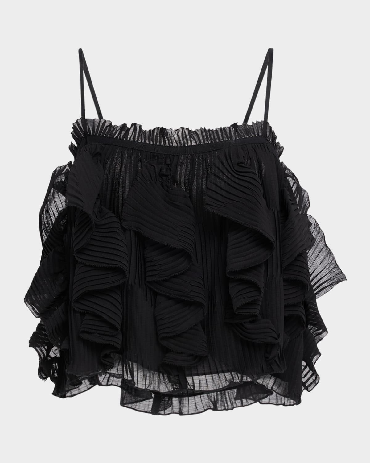 shiloh pleated ruffle crop top