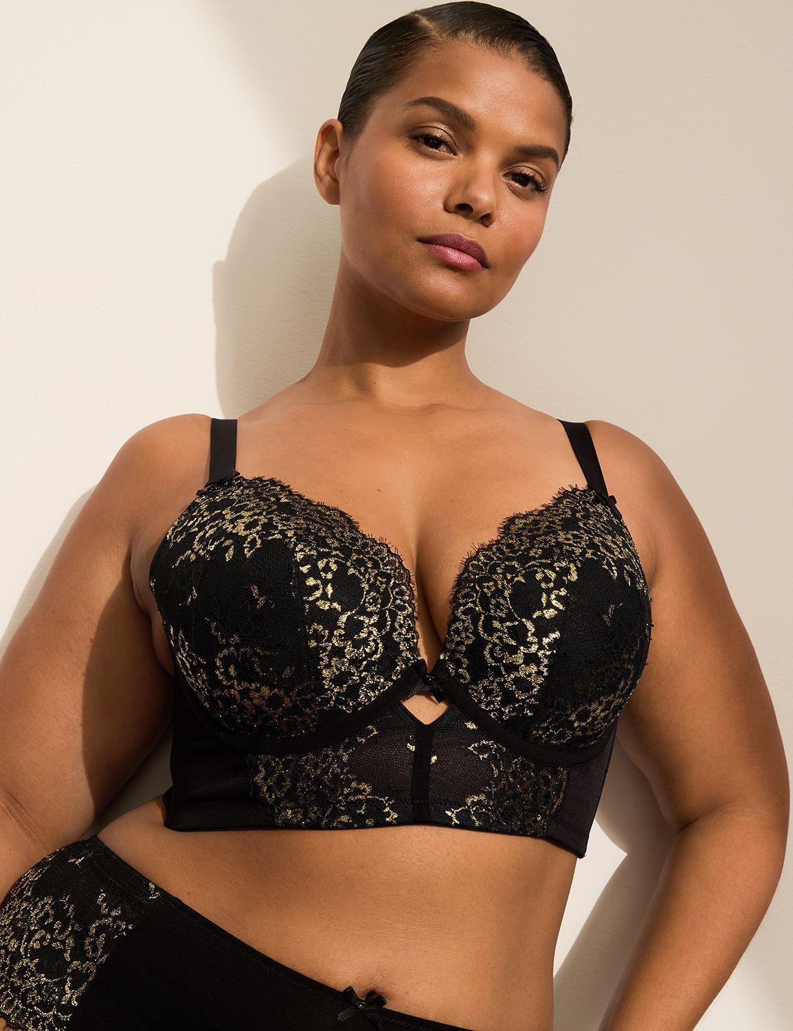 shimmer lace longline boost plunge bra