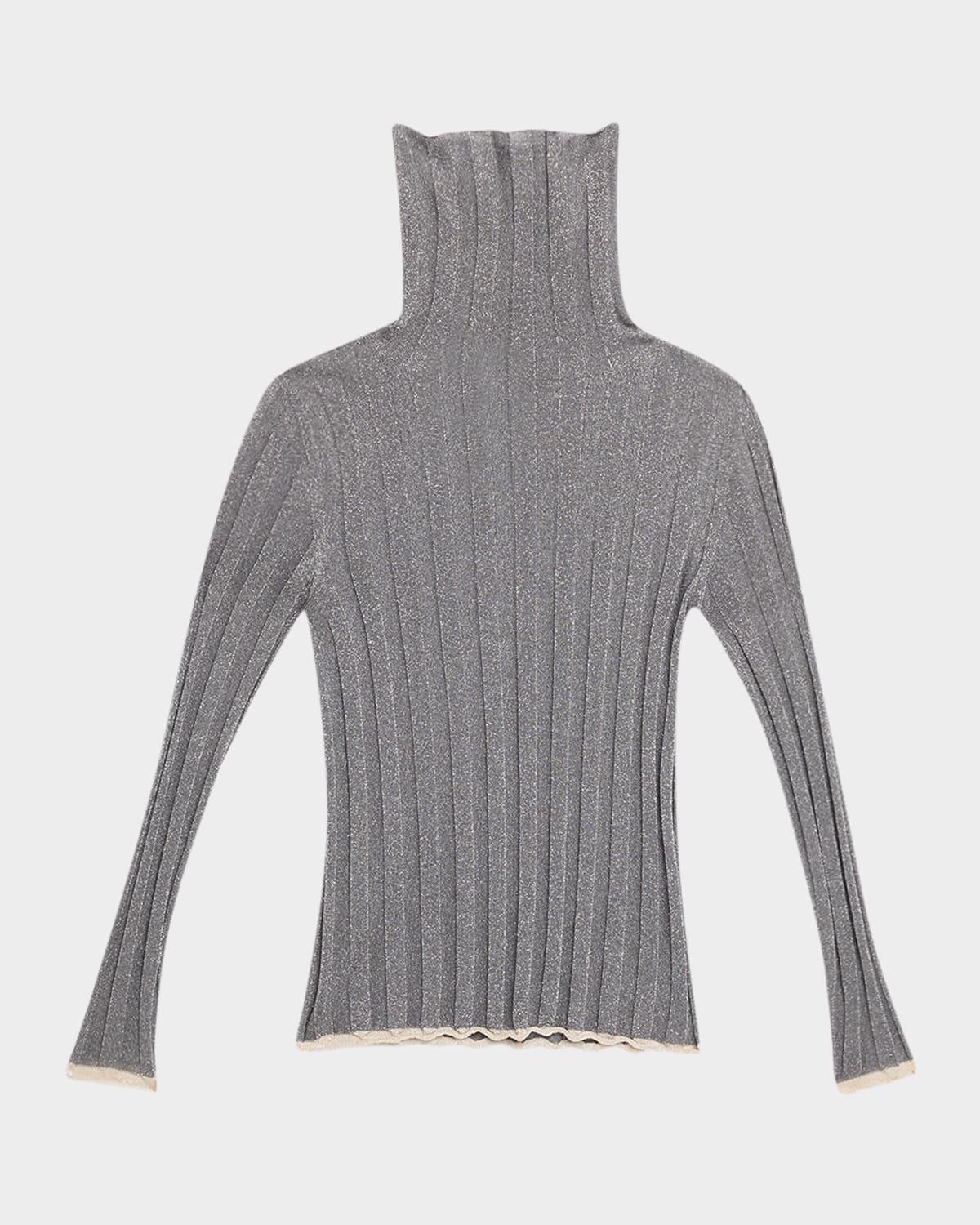 shimmer rib knit turtleneck sweater