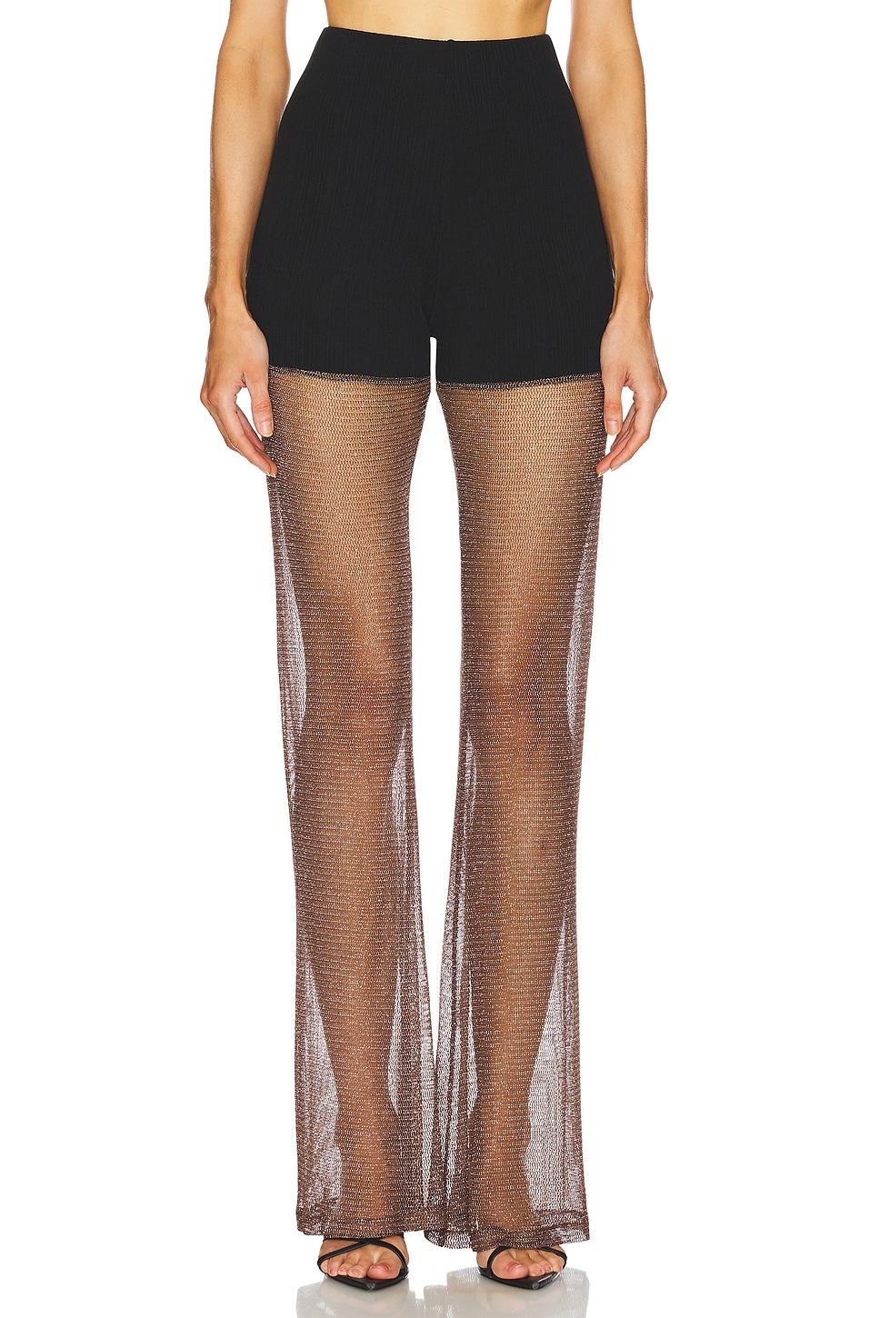 shimmer sheer contrast a-line pant