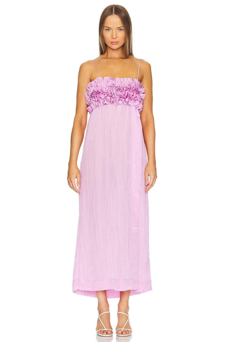 shiny tech strap midi dress