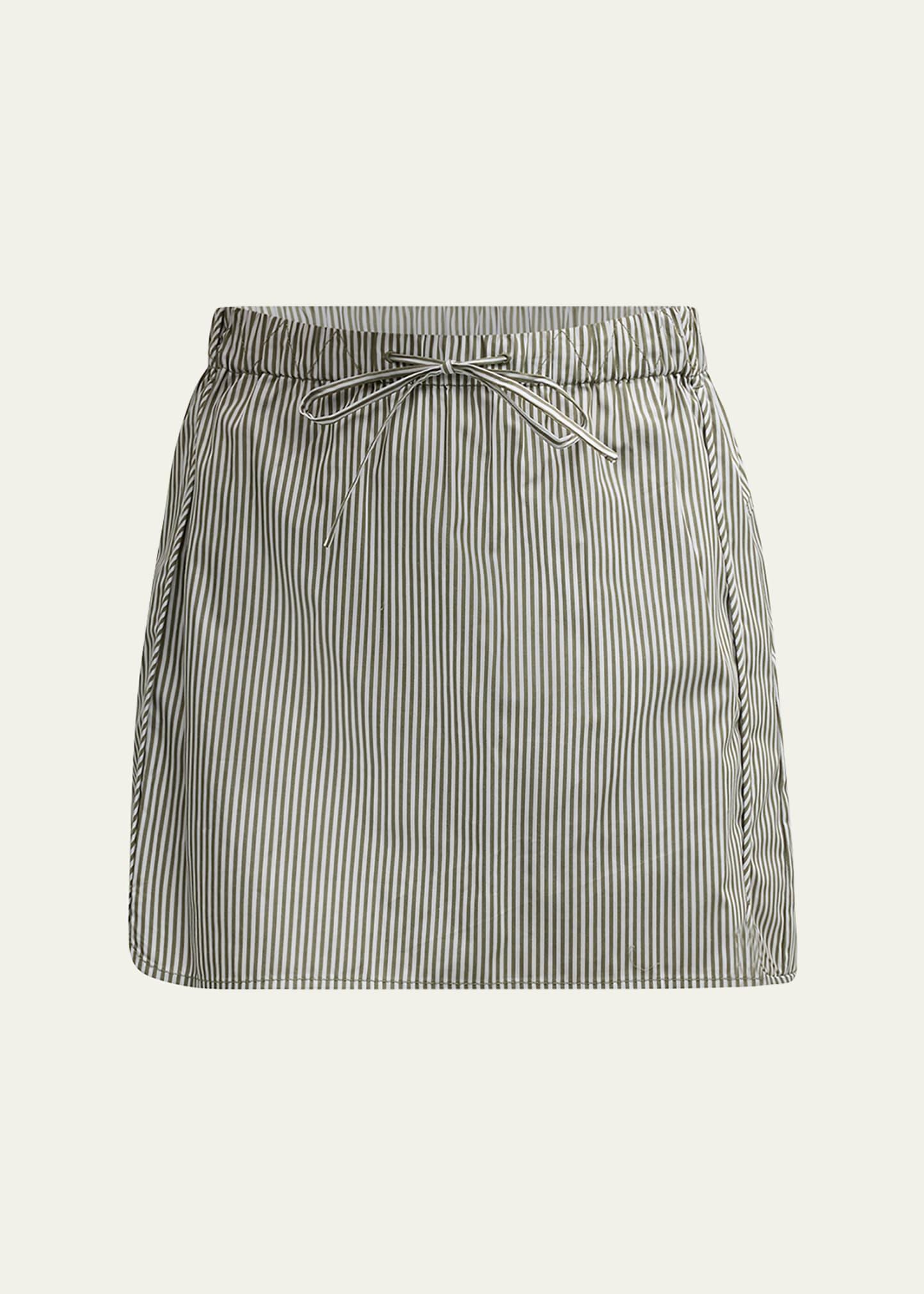 shiori drawstring cotton stripe mini skirt