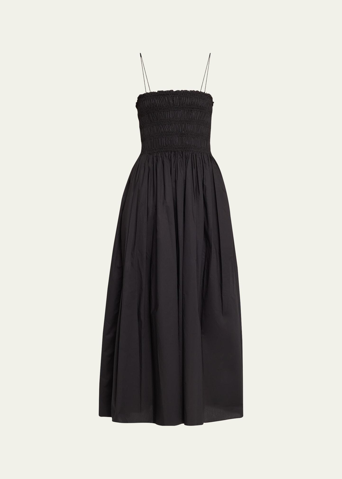 shirred bodice maxi dress