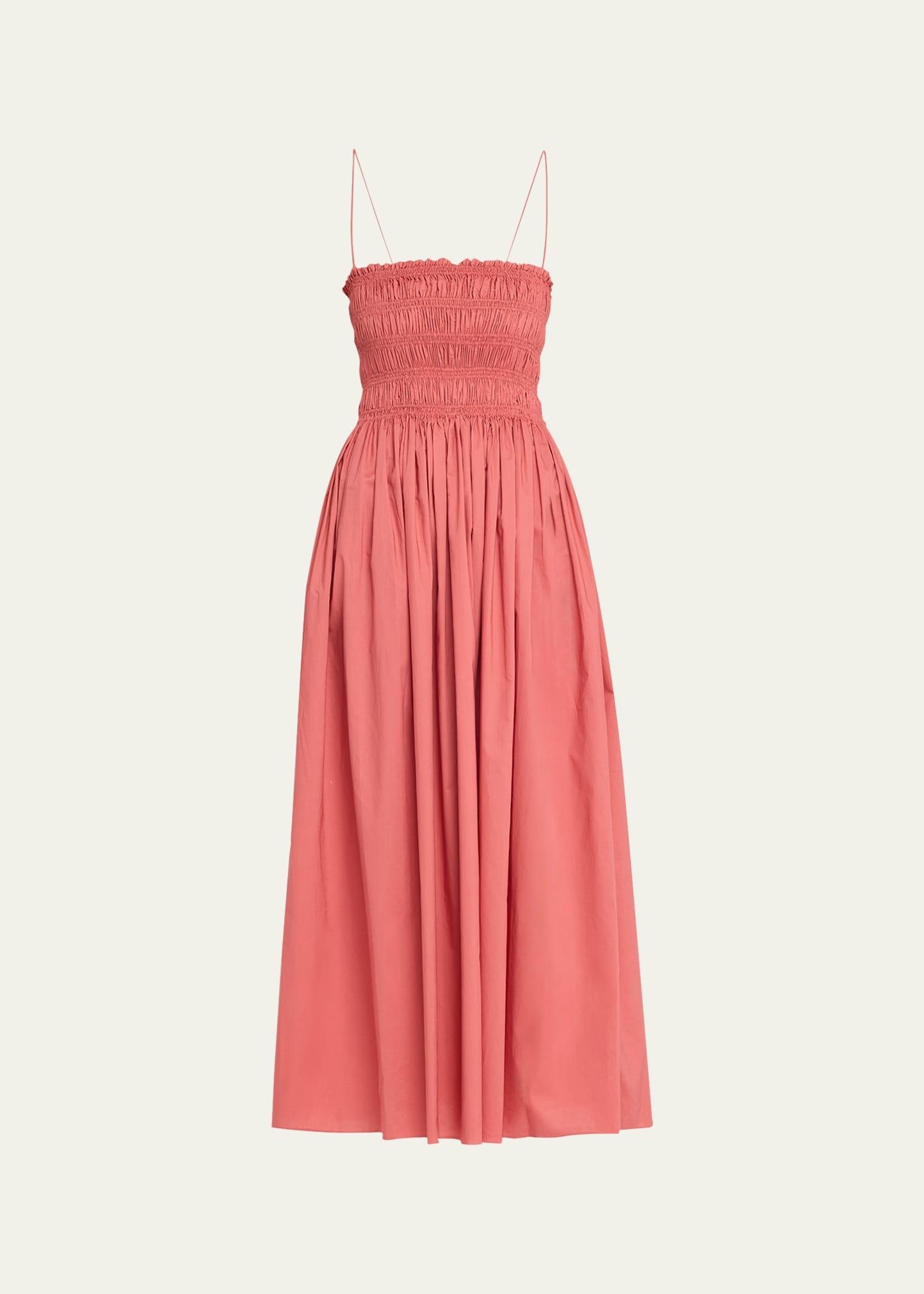 shirred bodice maxi dress