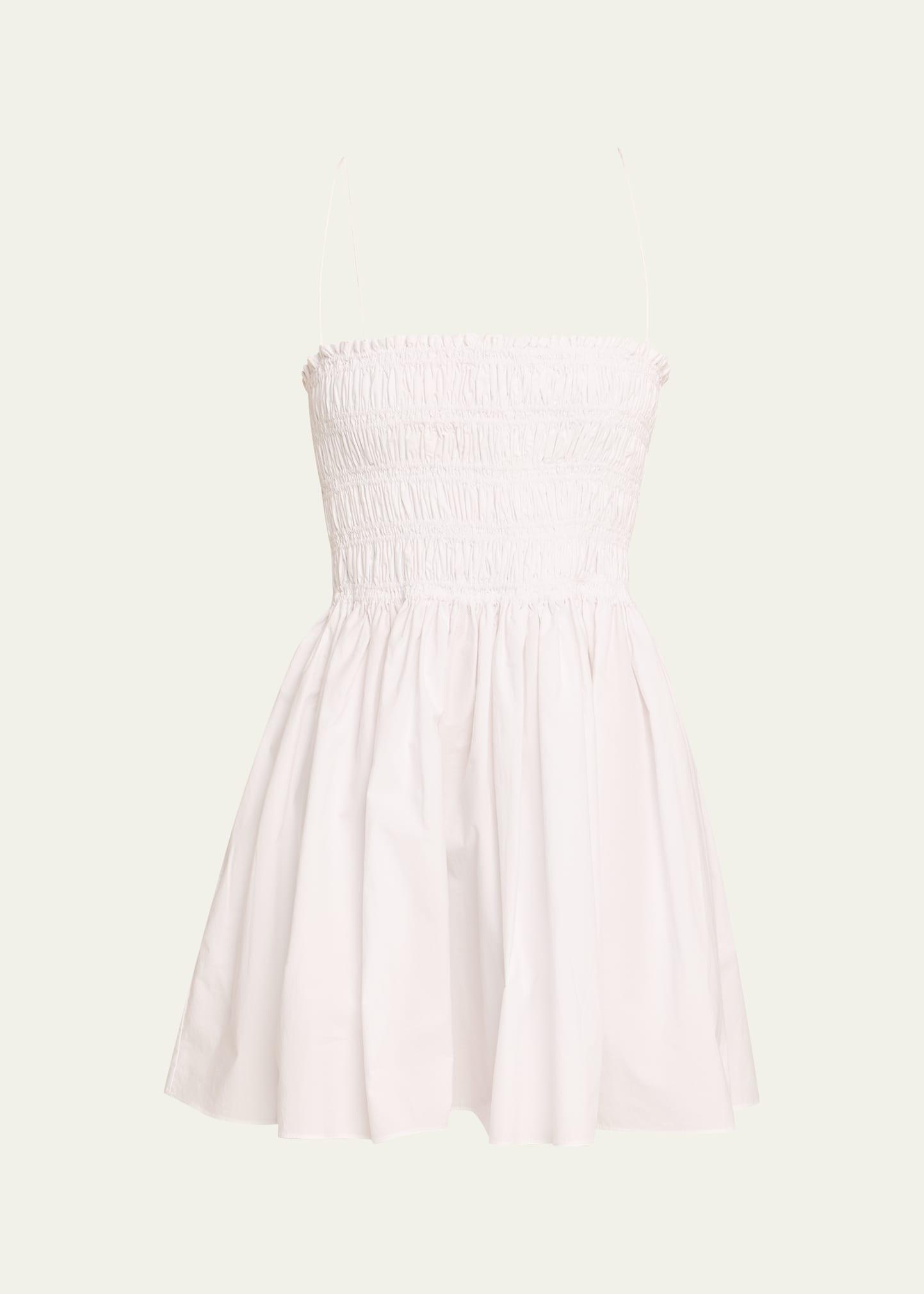 shirred bodice mini dress