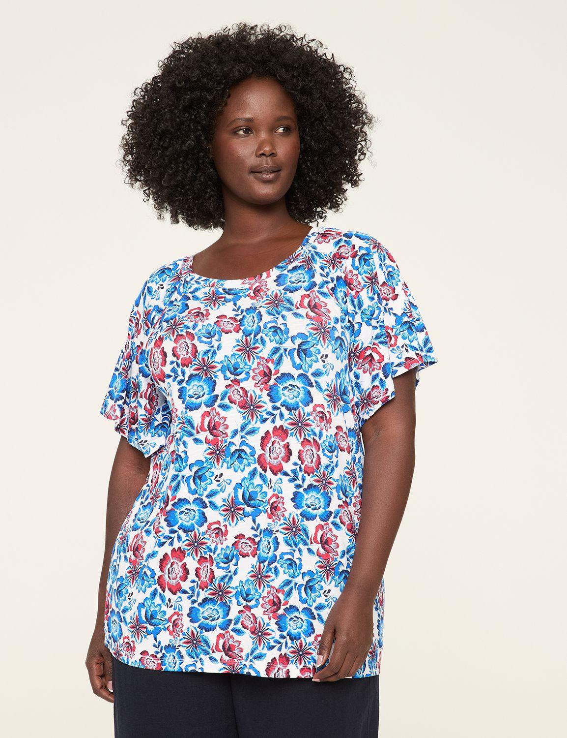 shirred flutter-sleeve top