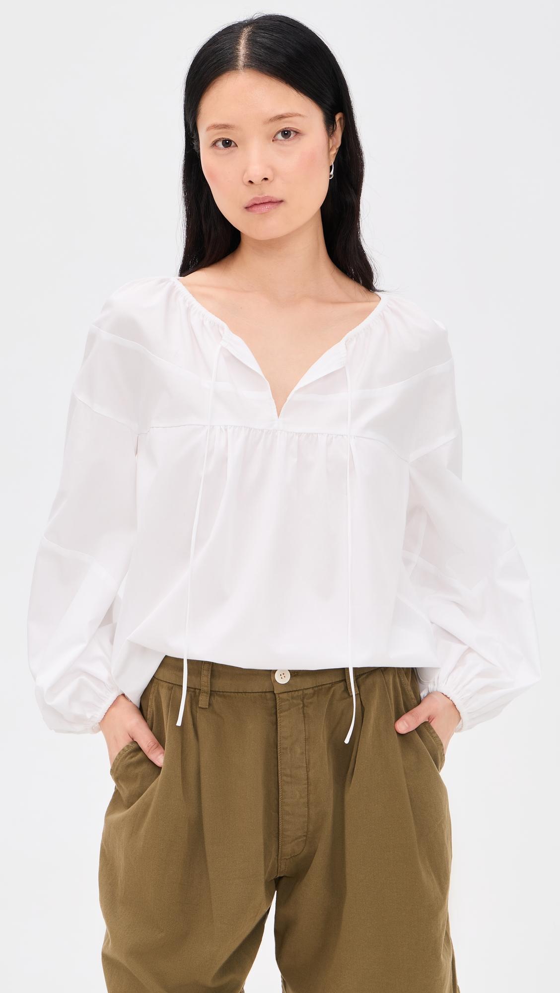 shirred long sleeve top