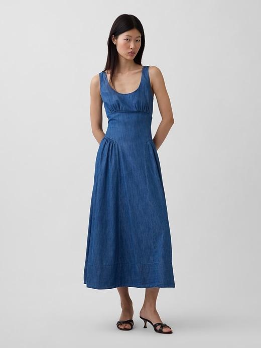 shirred maxi dress
