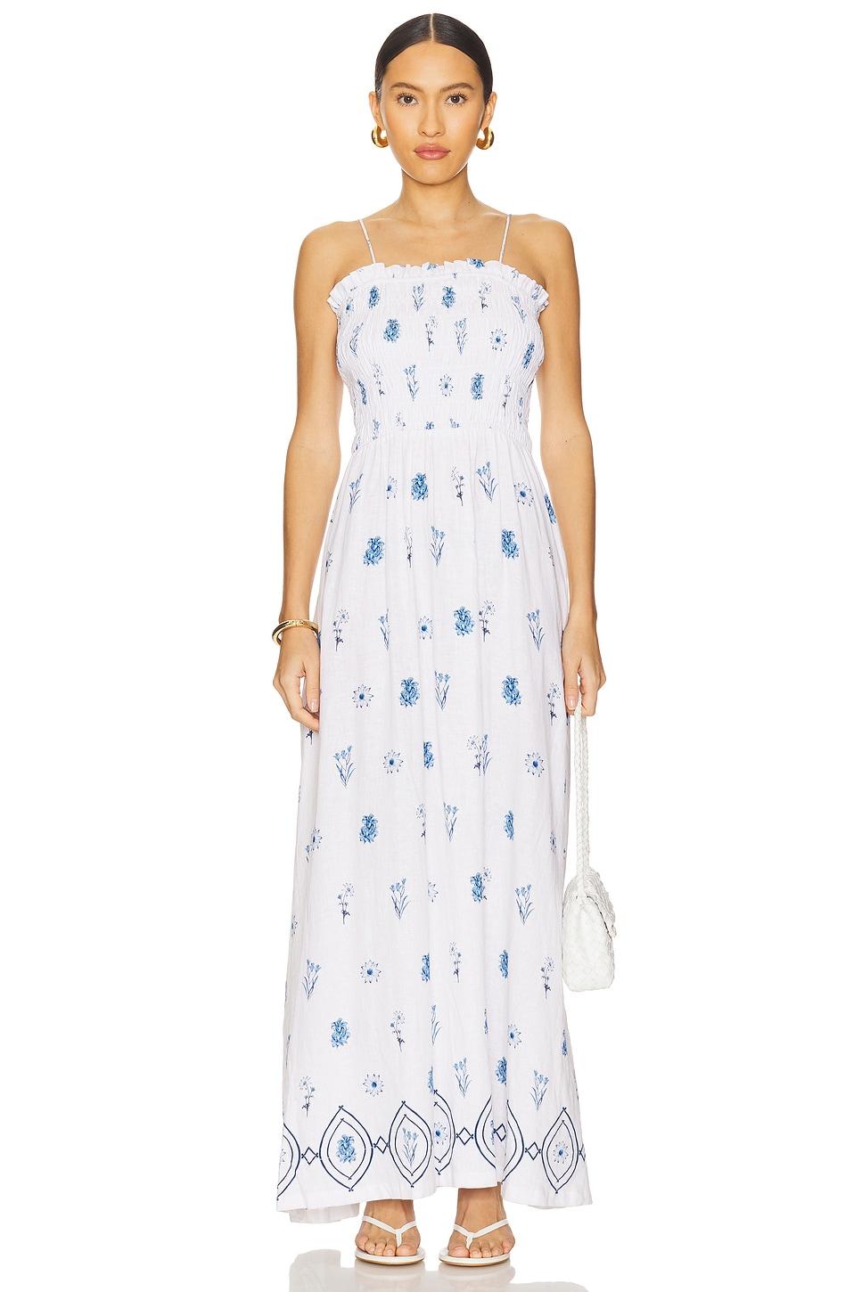 shirred maxi dress