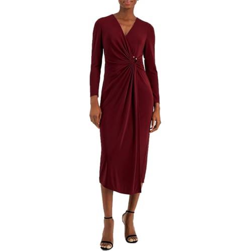 shirred o ring midi dress