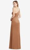shirred one-shoulder satin trumpet dress - maddie
