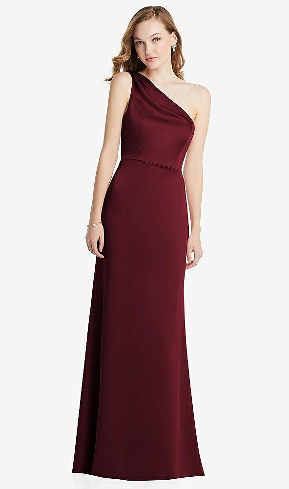 shirred one-shoulder satin trumpet dress - maddie