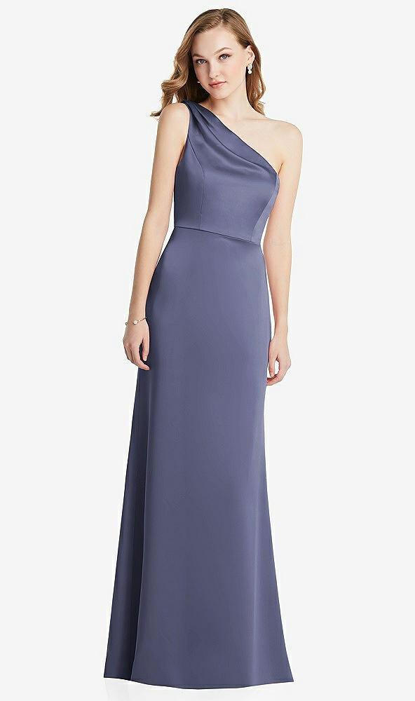 shirred one-shoulder satin trumpet dress - maddie