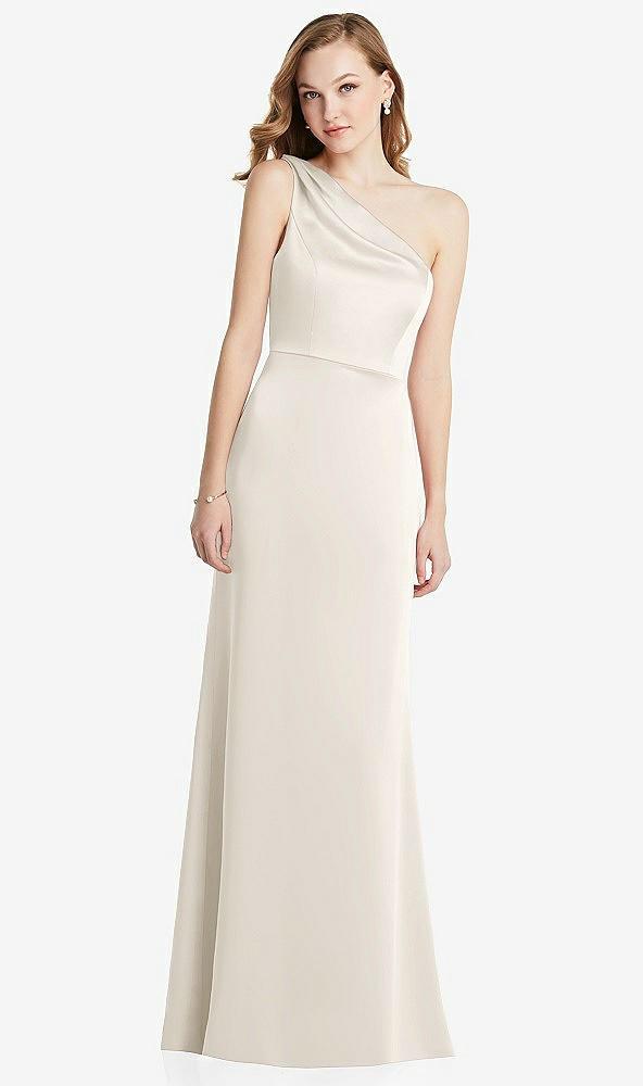 shirred one-shoulder satin trumpet dress - maddie