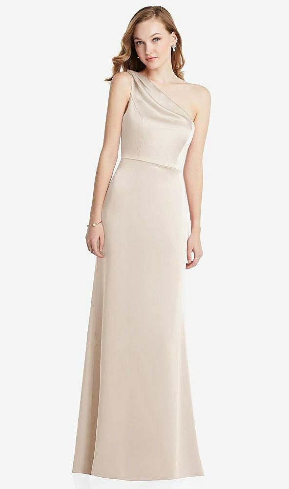 shirred one-shoulder satin trumpet dress - maddie