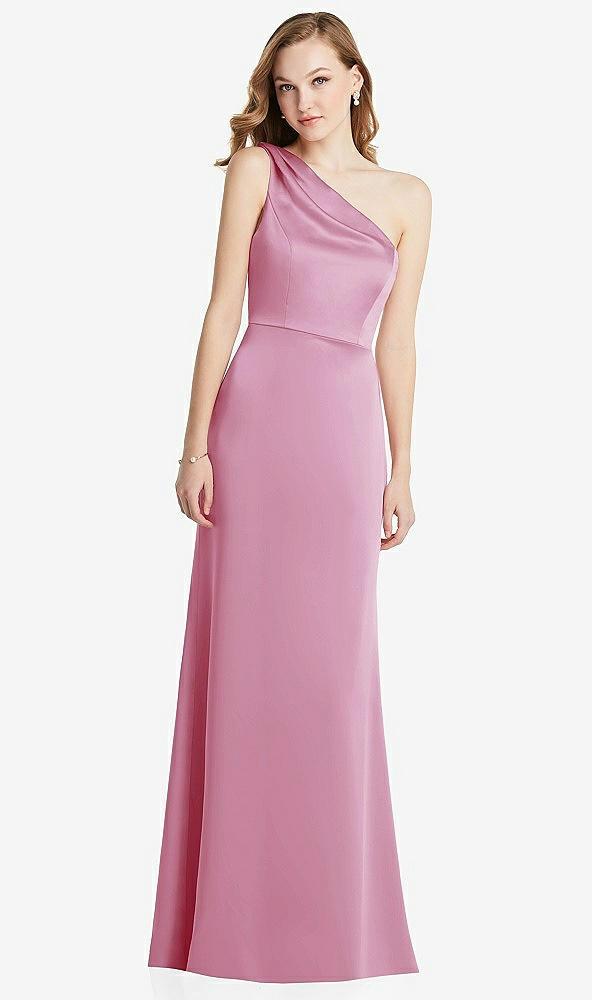 shirred one-shoulder satin trumpet dress - maddie