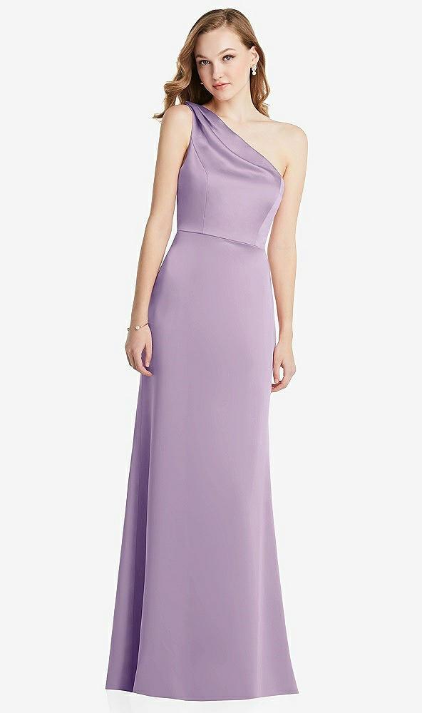 shirred one-shoulder satin trumpet dress - maddie