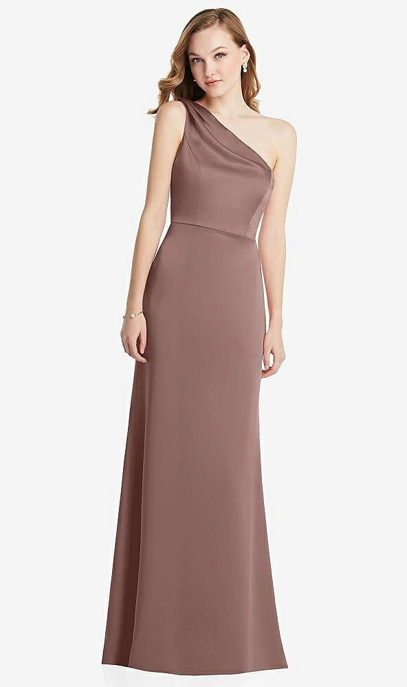 shirred one-shoulder satin trumpet dress - maddie