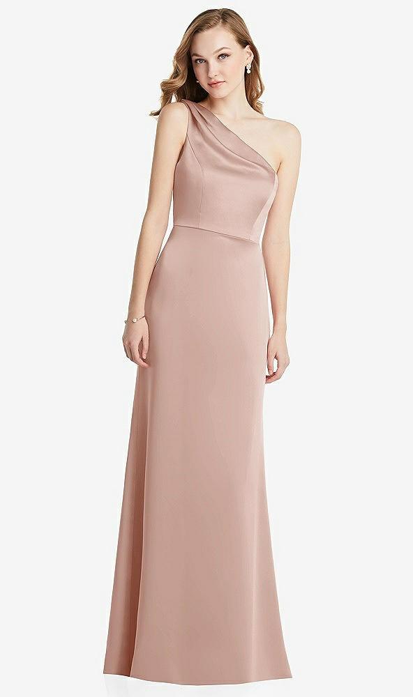 shirred one-shoulder satin trumpet dress - maddie