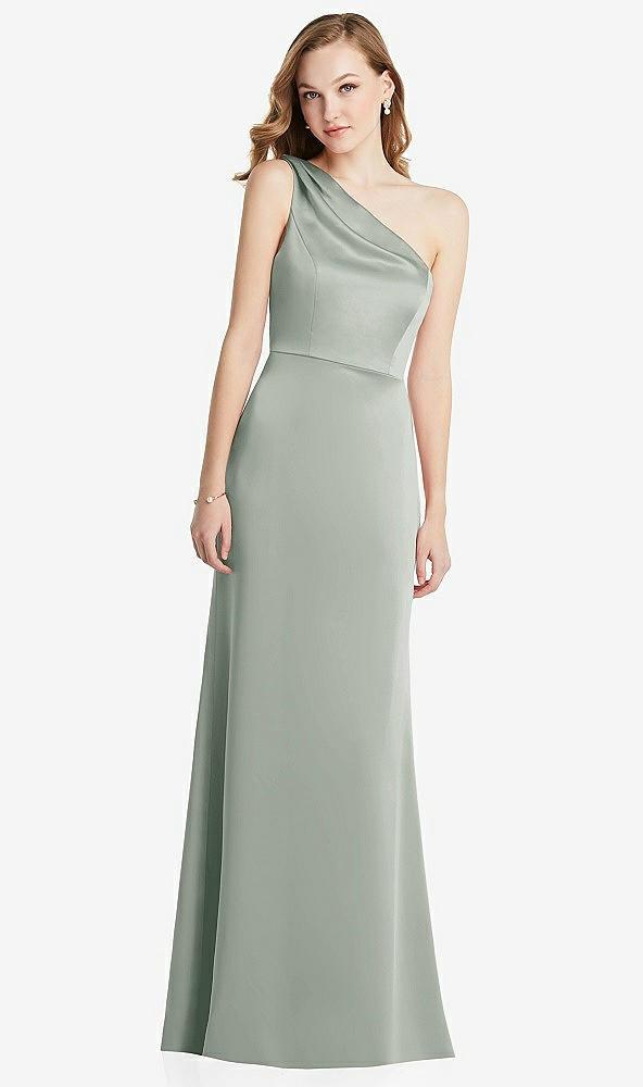 shirred one-shoulder satin trumpet dress - maddie