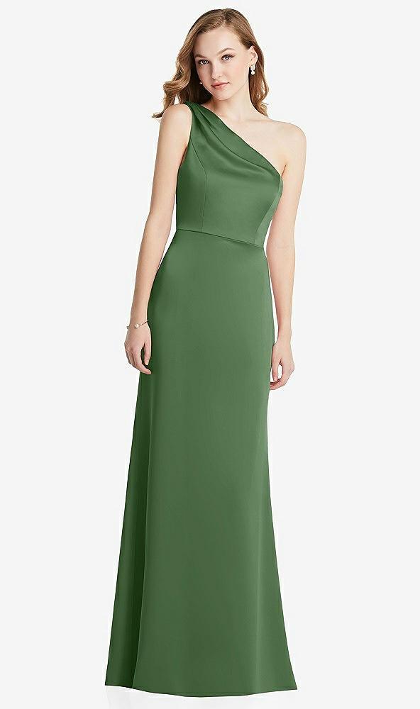 shirred one-shoulder satin trumpet dress - maddie