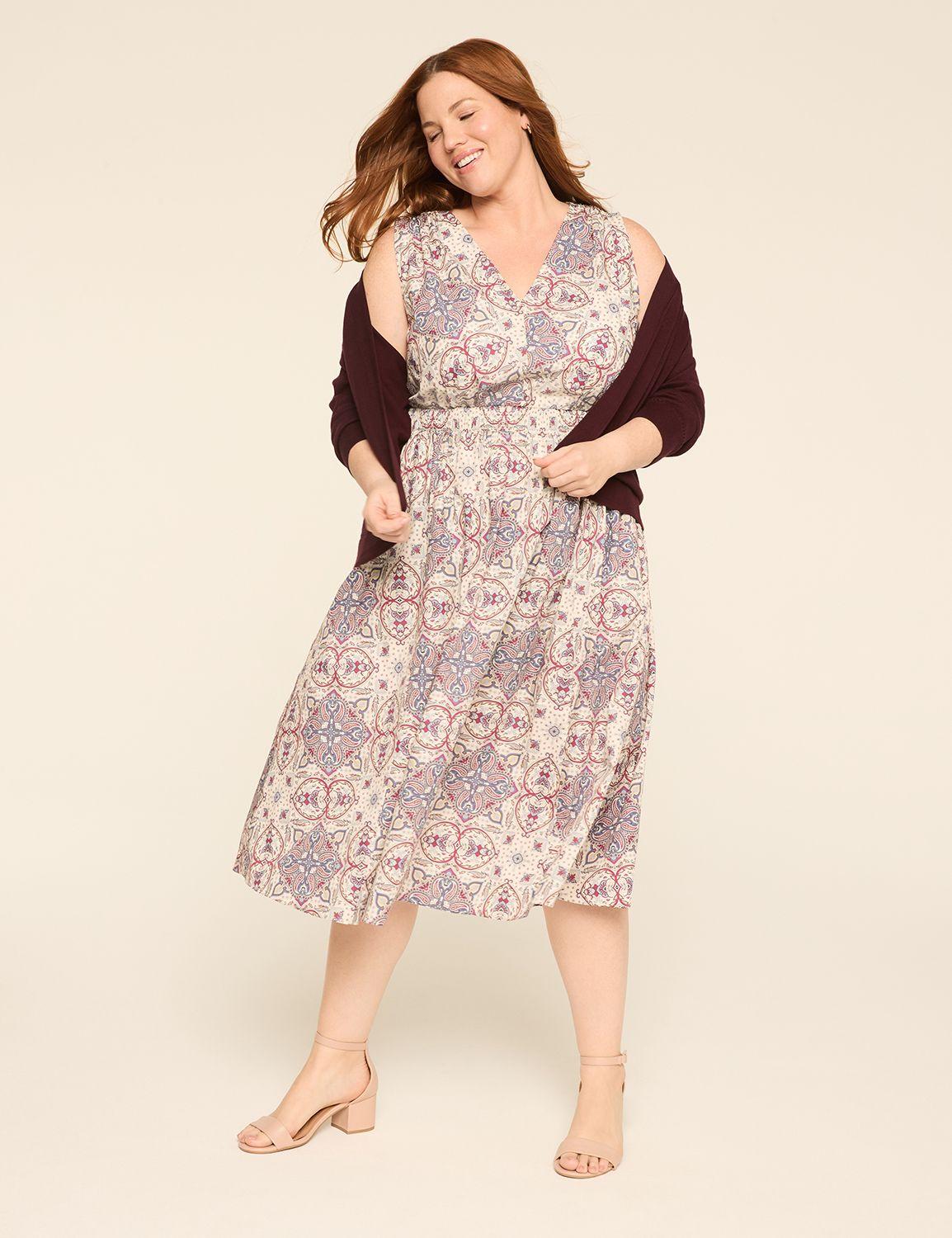 shirred-shoulder smocked-waist midi dress