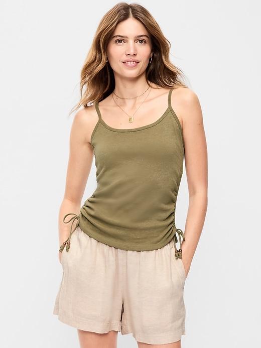 shirred side cami tank top