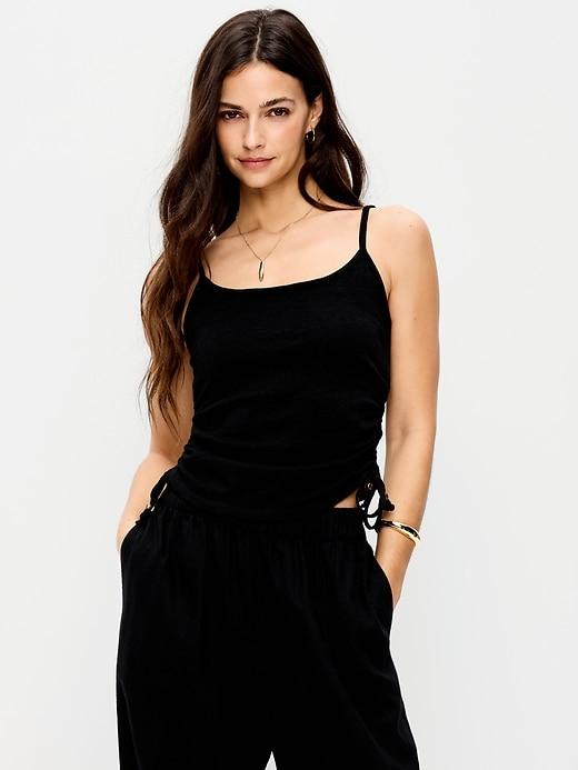 shirred side cami tank top