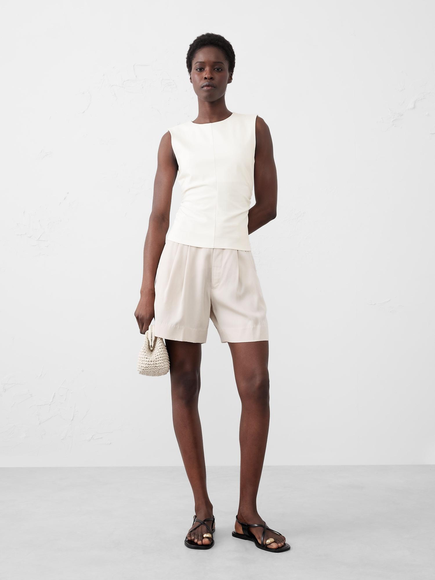 shirred-waist ponte top