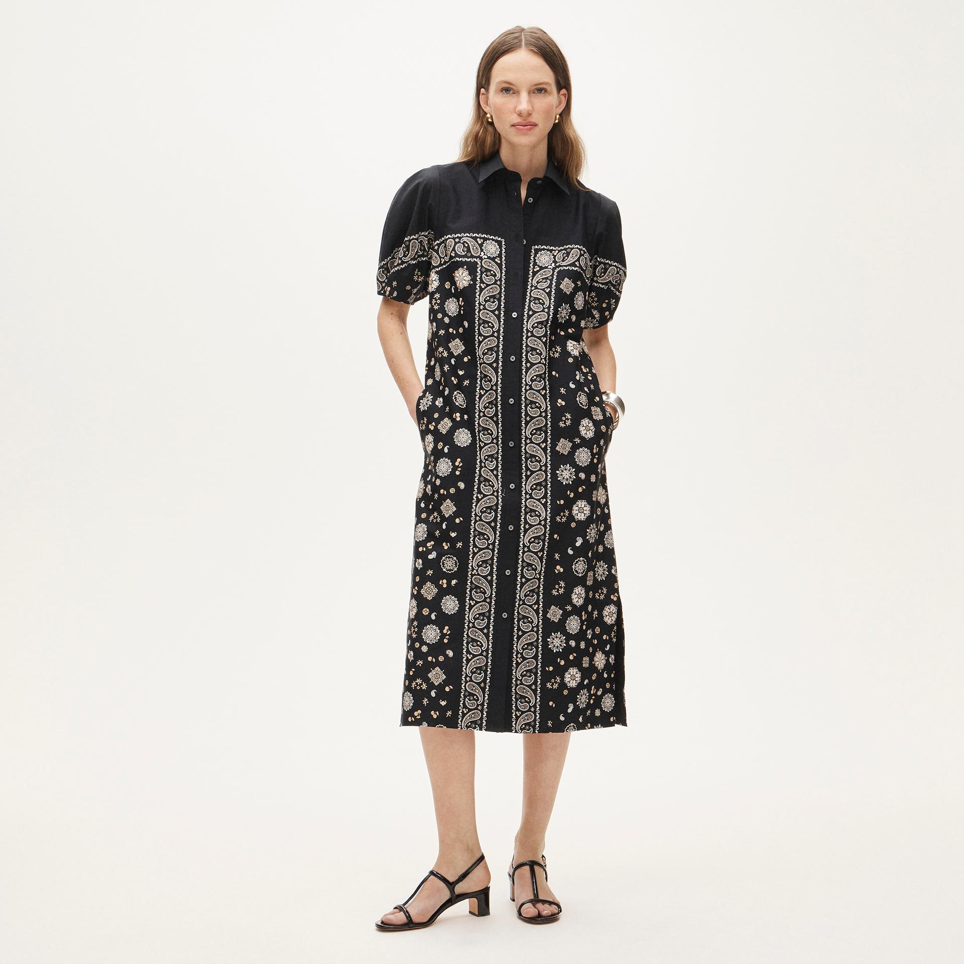 shirt-dress in bandana-print cotton poplin
