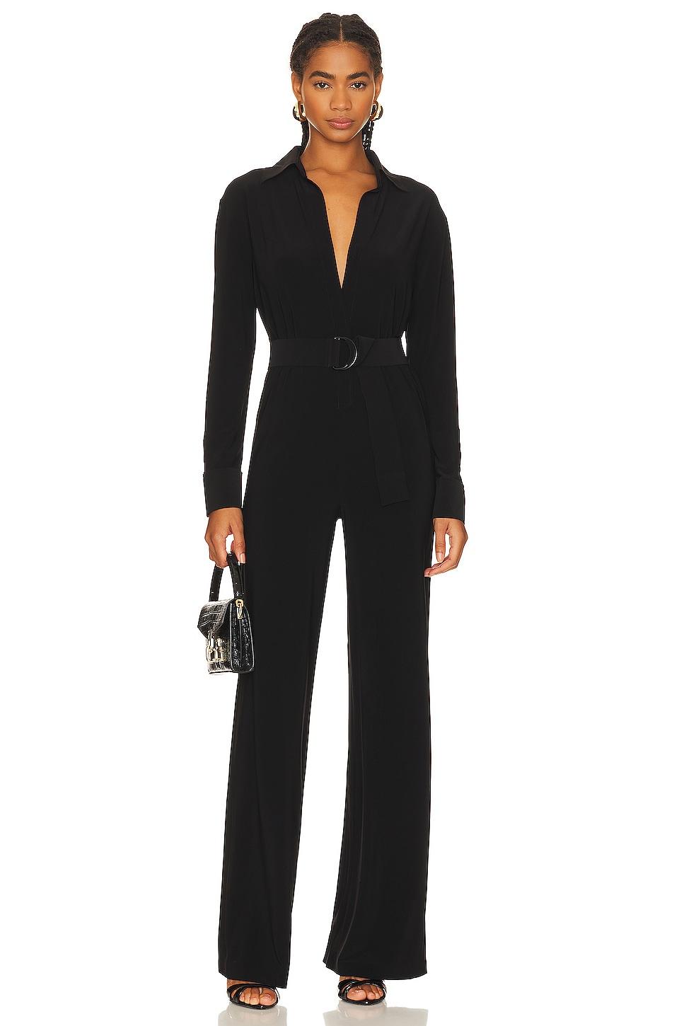 shirt straight leg jumpsuit with collar stand