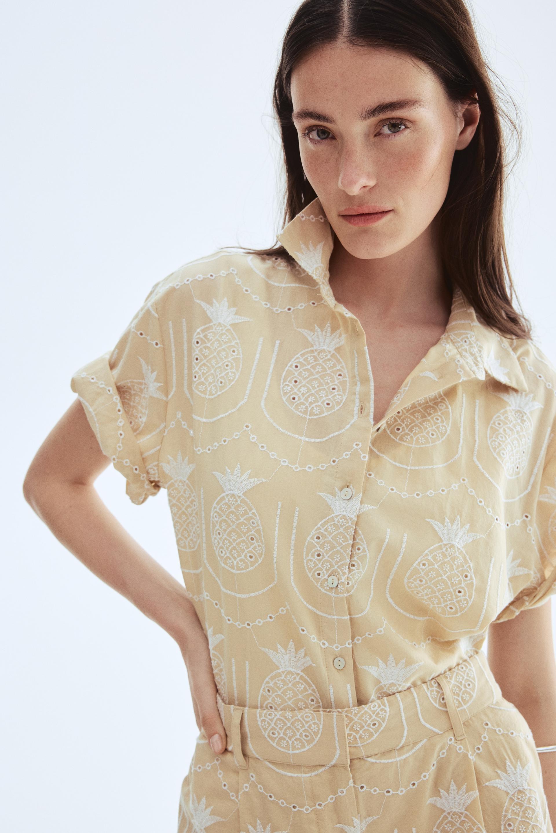 shirt with eyelet embroidery