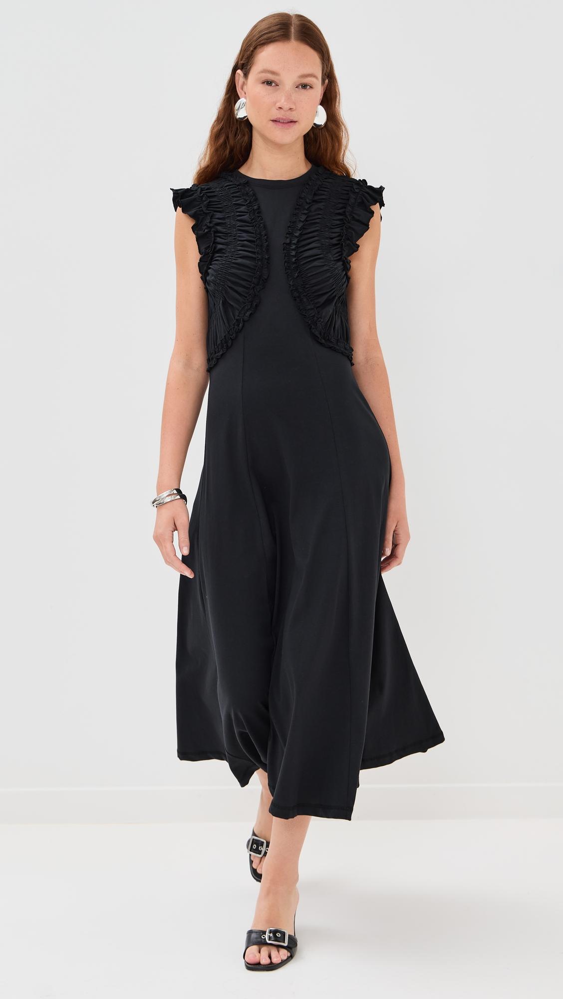 shiva sleeveless ruffled midi dress