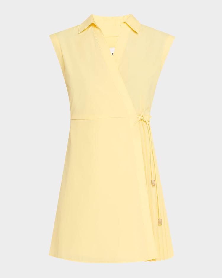 shivon cap-sleeve poplin mini wrap dress