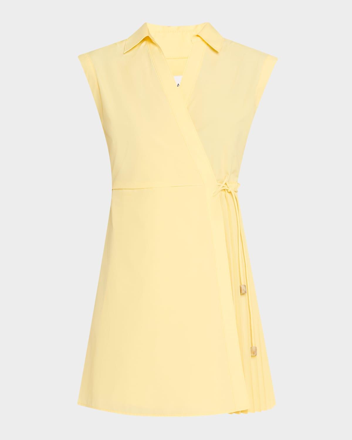 shivon cap-sleeve poplin mini wrap dress