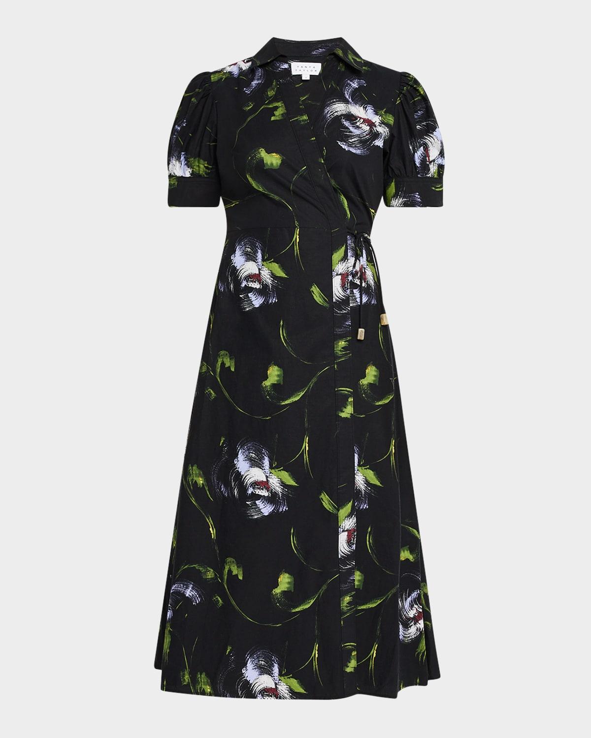 shivon printed short-sleeve wrap dress