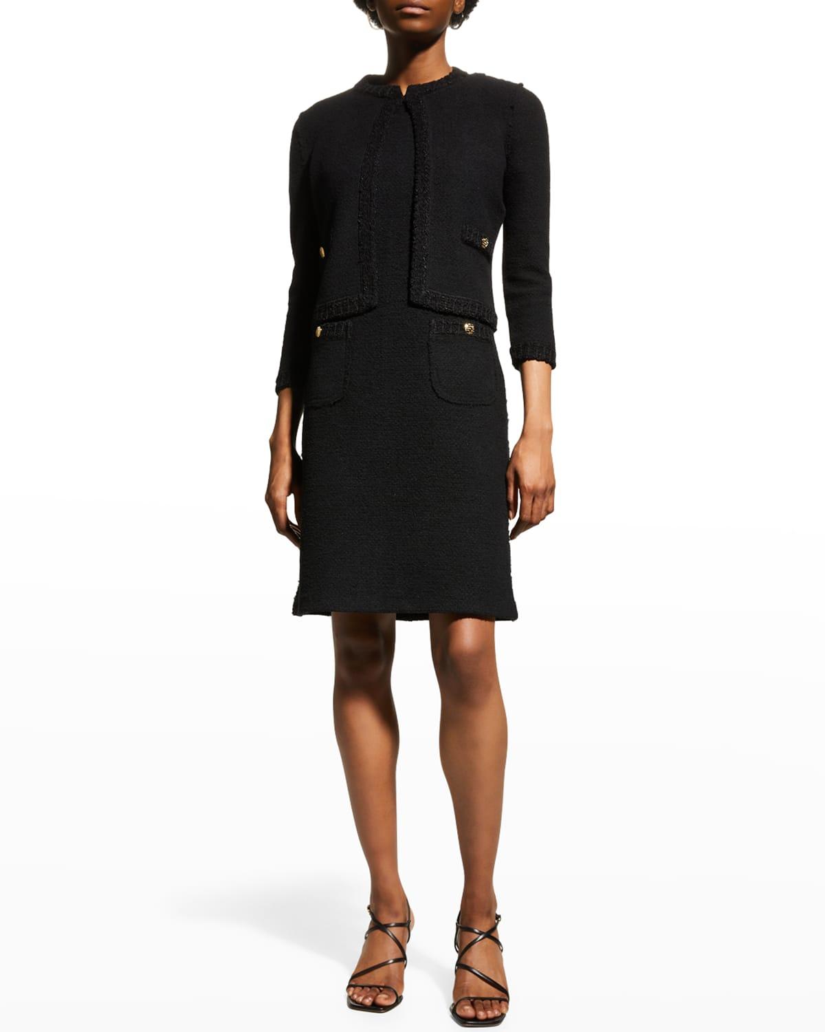 short boucle dress with pockets
